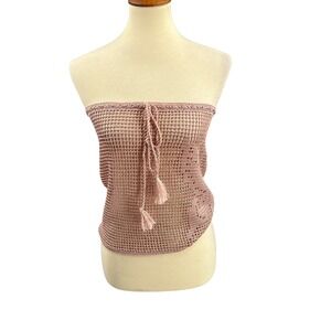 For My Beachy Side x Emily in Paris Crochet Tube Top Pink Sheer M/L New